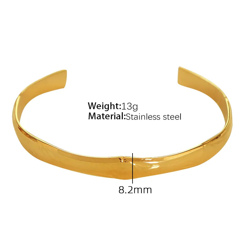 Vintage Style Simple Style Irregular Round Waves Titanium Steel Plating 18k Gold Plated Bangle