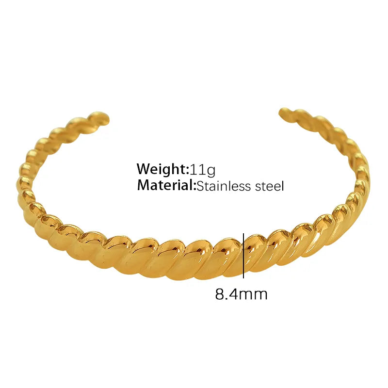 Vintage Style Simple Style Irregular Round Waves Titanium Steel Plating 18k Gold Plated Bangle