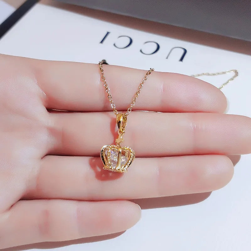 Wholesale Fashion Shell Elk 304 Stainless Steel Copper Plating 18K Gold Plated White-Plated K Artificial Pearls Zircon Pendant Necklace