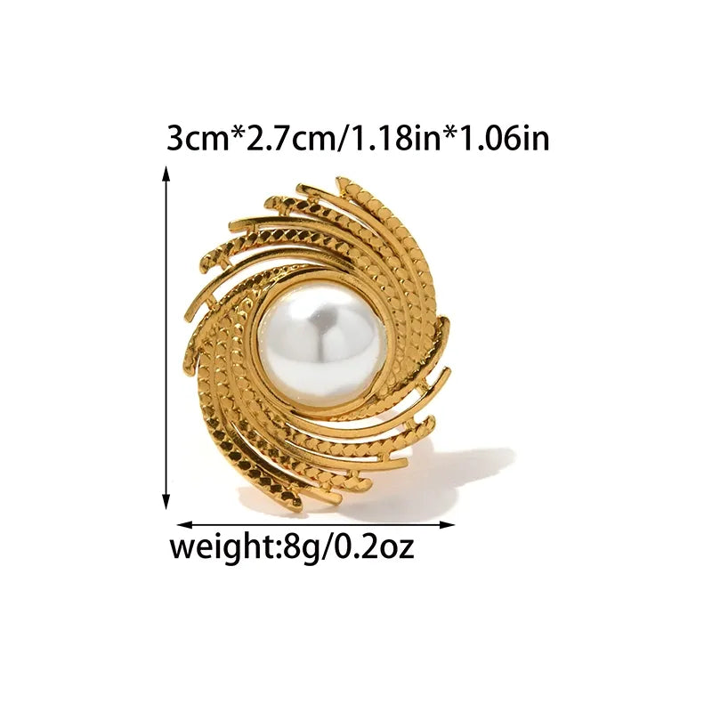 Wholesale Jewelry Basic Classic Style Geometric 304 Stainless Steel 14K Gold Plated Open Rings