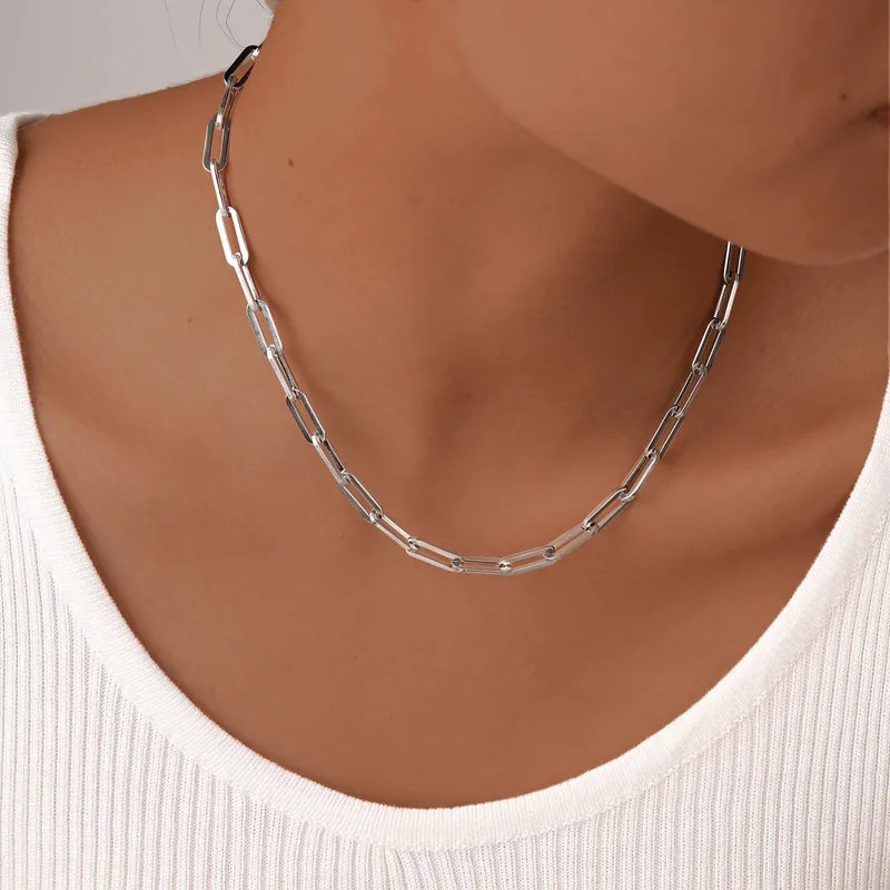 Wholesale Jewelry Basic IG Style Solid Color 201 Stainless Steel 18K Gold Plated Necklace