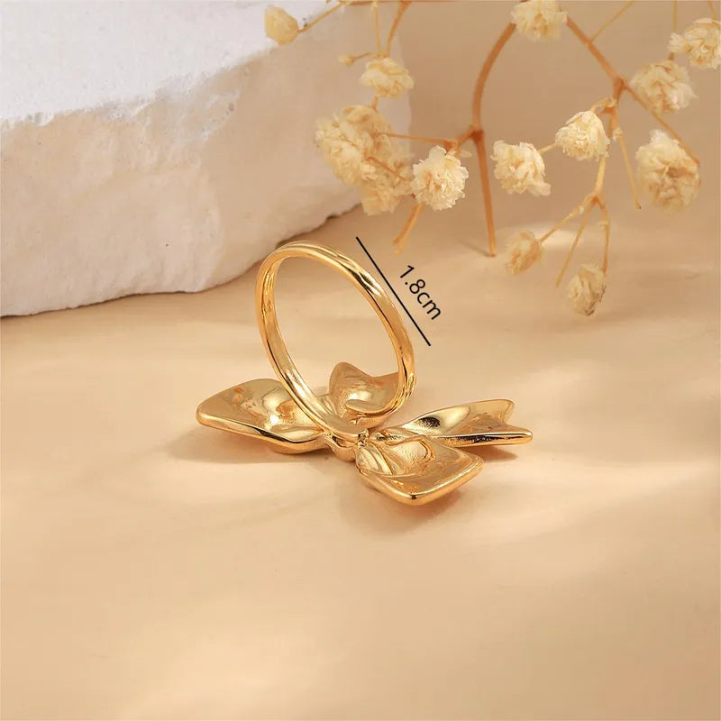 Wholesale Jewelry Basic Modern Style Classic Style Bow Knot 304 Stainless Steel 14K Gold Plated Rings