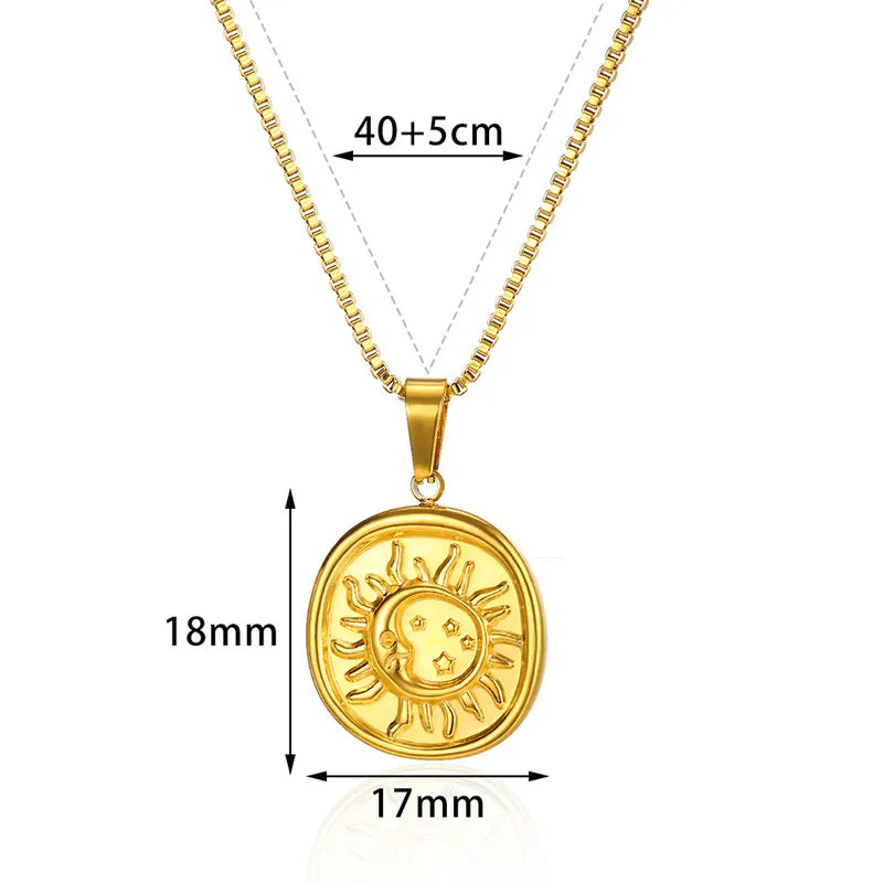 Wholesale Jewelry Basic Modern Style Classic Style Sun 304 Stainless Steel Plating Pendant Necklace