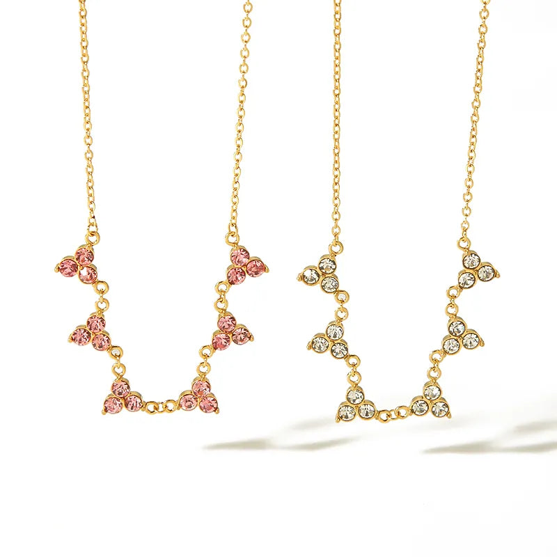 Wholesale Jewelry Basic Modern Style Classic Style Triangle 304 Stainless Steel Zircon 18K Gold Plated Plating Inlay Pendant Necklace