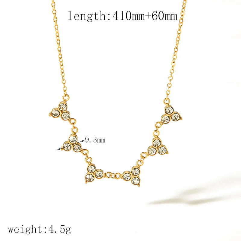 Wholesale Jewelry Basic Modern Style Classic Style Triangle 304 Stainless Steel Zircon 18K Gold Plated Plating Inlay Pendant Necklace