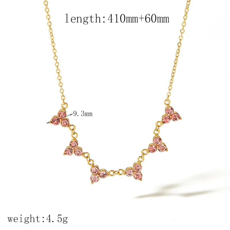 Wholesale Jewelry Basic Modern Style Classic Style Triangle 304 Stainless Steel Zircon 18K Gold Plated Plating Inlay Pendant Necklace