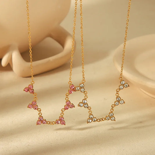 Wholesale Jewelry Basic Modern Style Classic Style Triangle 304 Stainless Steel Zircon 18K Gold Plated Plating Inlay Pendant Necklace