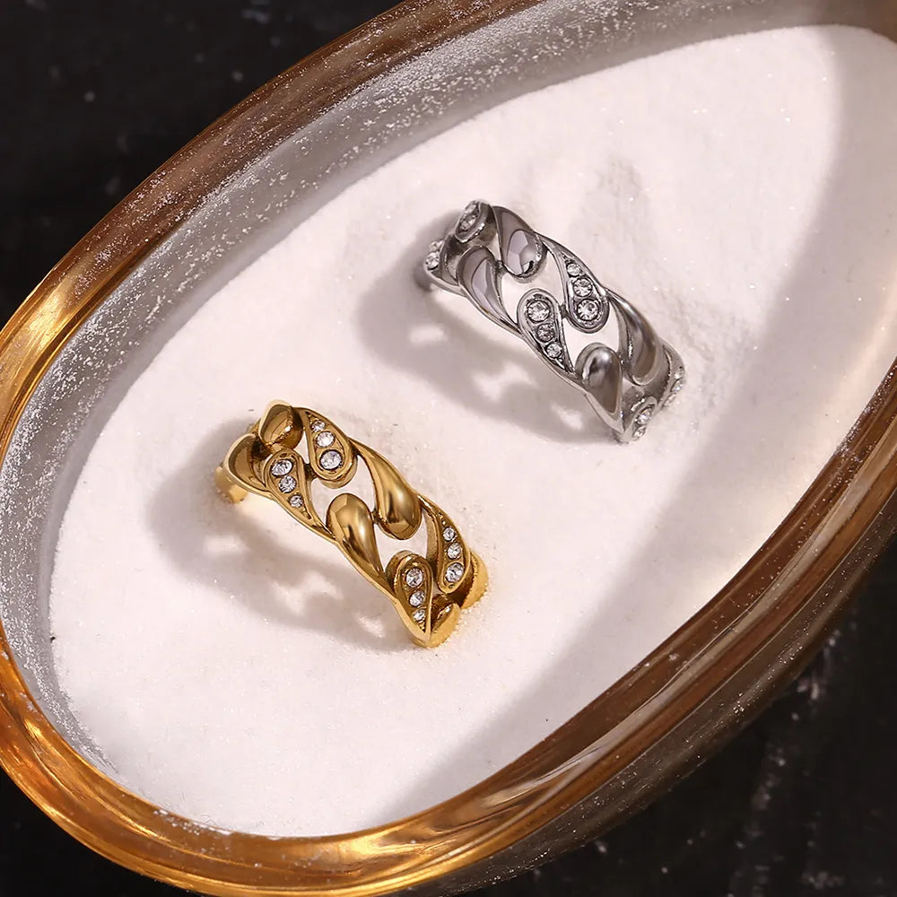 Wholesale Jewelry Basic Simple Style Classic Style Solid Color 304 Stainless Steel 18K Gold Plated Plating Rings