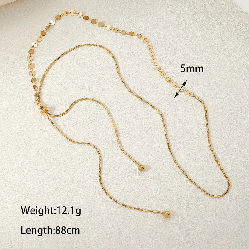 Wholesale Jewelry Basic Sweet Simple Style Square Solid Color 304 Stainless Steel 18K Gold Plated Long Necklace