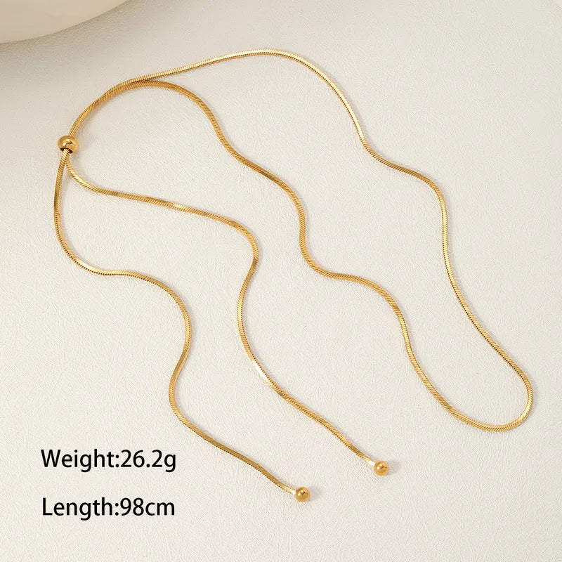 Wholesale Jewelry Basic Sweet Simple Style Square Solid Color 304 Stainless Steel 18K Gold Plated Long Necklace