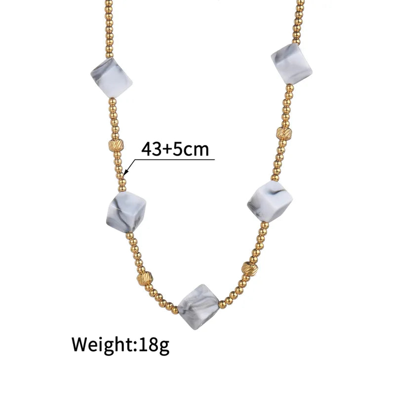 Wholesale Jewelry Bohemian Geometric 304 Stainless Steel Beaded Necklace