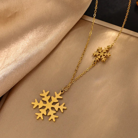 Casual Christmas Streetwear Round Christmas Tree Snowflake 304 Stainless Steel Pendant Necklace (Copy)