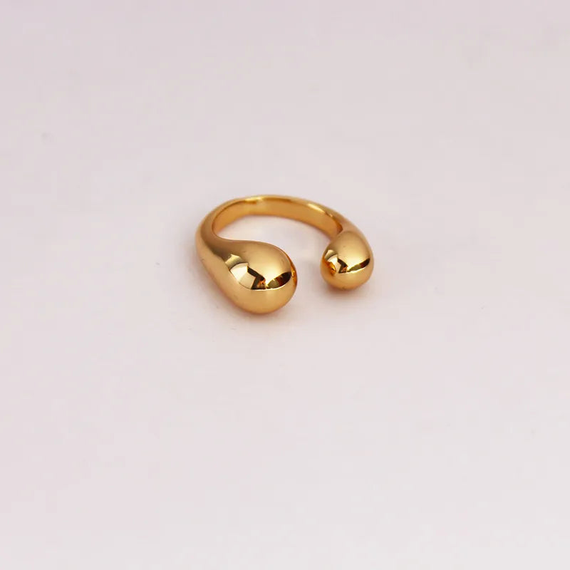 Wholesale Jewelry Casual Classic Style Geometric Water Droplets Brass 18K Gold Plated Asymmetrical Open Rings