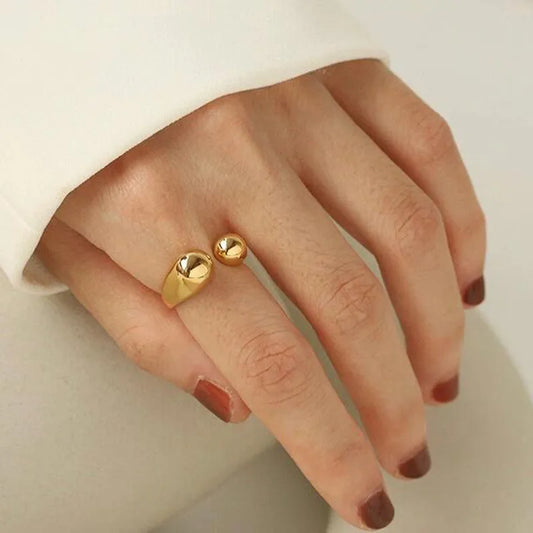 Wholesale Jewelry Casual Classic Style Geometric Water Droplets Brass 18K Gold Plated Asymmetrical Open Rings