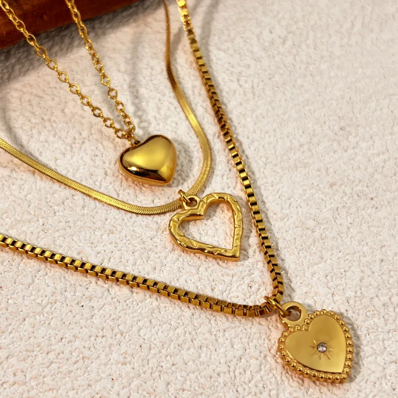 Wholesale Jewelry Casual Elegant Heart Shape 304 Stainless Steel 18K Gold Plated Plating Pendant Necklace