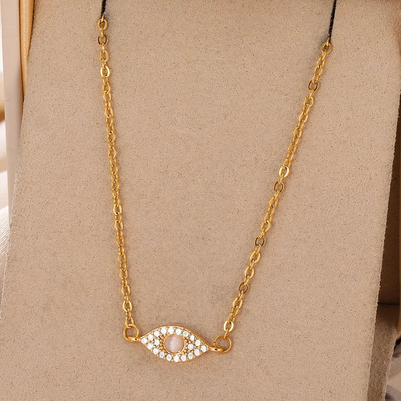 Wholesale Jewelry Casual Elegant Simple Style Eye 304 Stainless Steel Plating Pendant Necklace Cable Chain