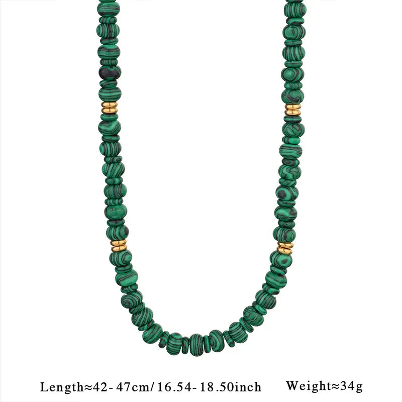 Wholesale Jewelry Casual Elegant Simple Style Geometric 304 Stainless Steel Malachite Tourmaline Irregular Enamel Necklace