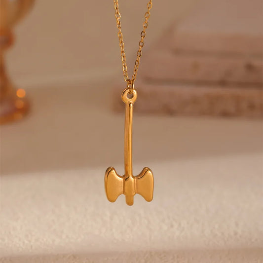 Wholesale Jewelry Casual Funny Spoon Fork Hammer 304 Stainless Steel 18K Gold Plated Pendant Necklace Cable Chain