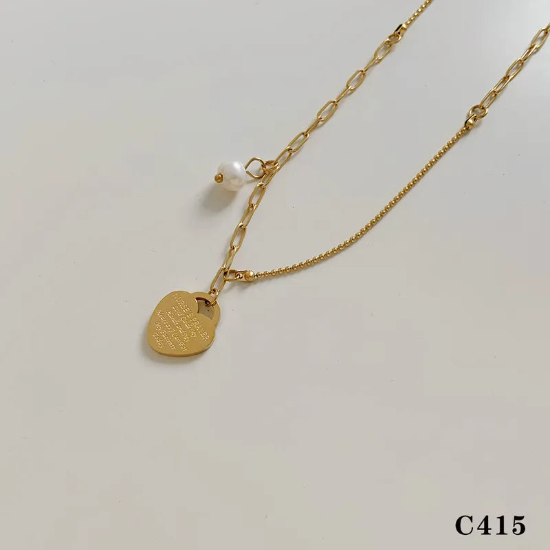 Wholesale Jewelry Casual Modern Style Letter Heart Shape 304 Stainless Steel 16K Gold Plated White Gold Plated Gold Plated Plating Pendant Necklace