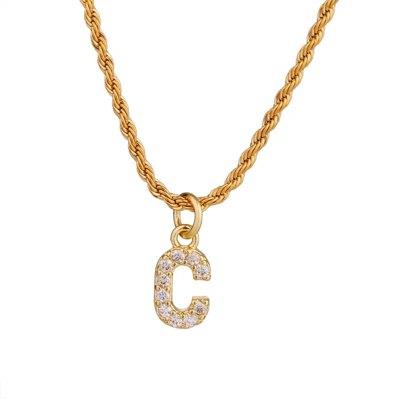 Wholesale Jewelry Casual Shiny Letter 304 Stainless Steel Pendant Necklace