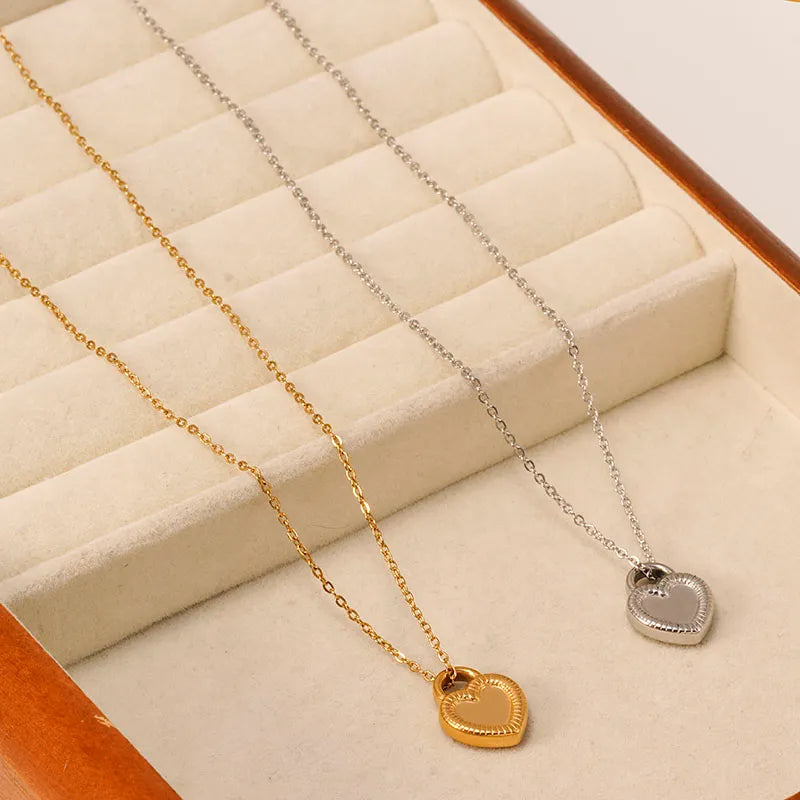 Wholesale Jewelry Casual Simple Style Classic Style Heart Shape Lock 304 Stainless Steel 18K Gold Plated Pendant Necklace