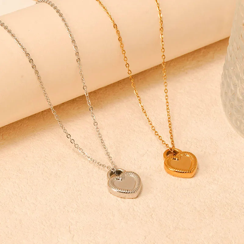 Wholesale Jewelry Casual Simple Style Classic Style Heart Shape Lock 304 Stainless Steel 18K Gold Plated Pendant Necklace