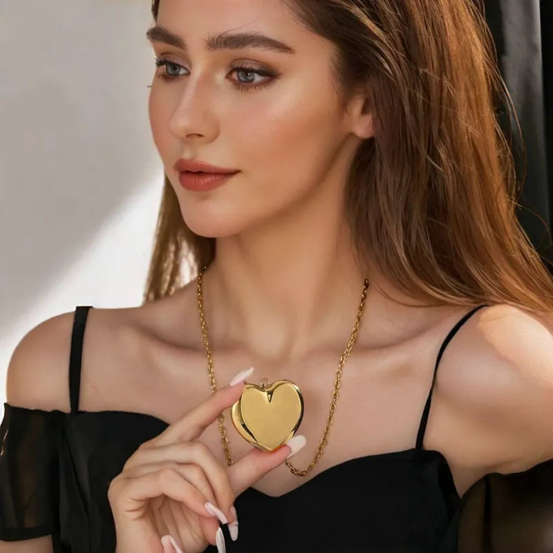 Wholesale Jewelry Casual Simple Style Commute Heart Shape 304 Stainless Steel 18K Gold Plated Pendant Necklace