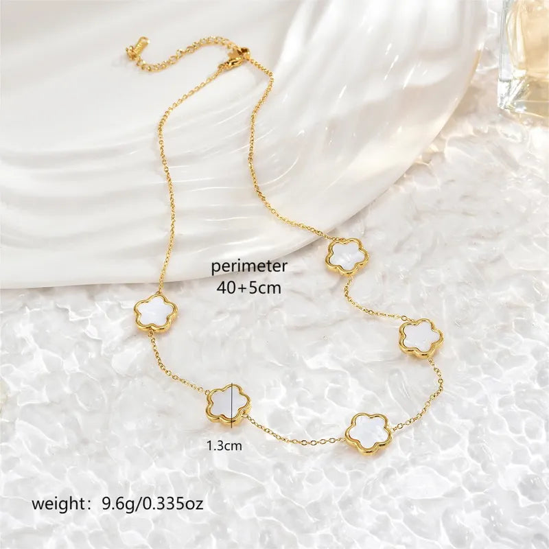 Wholesale Jewelry Casual Simple Style Flower 304 Stainless Steel 18K Gold Plated Plating Necklace