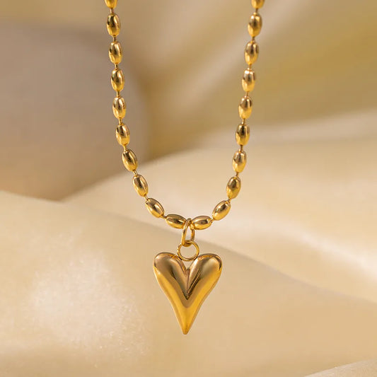 Wholesale Jewelry Casual Simple Style Heart Shape 304 Stainless Steel 18K Gold Plated Polishing Plating Pendant Necklace