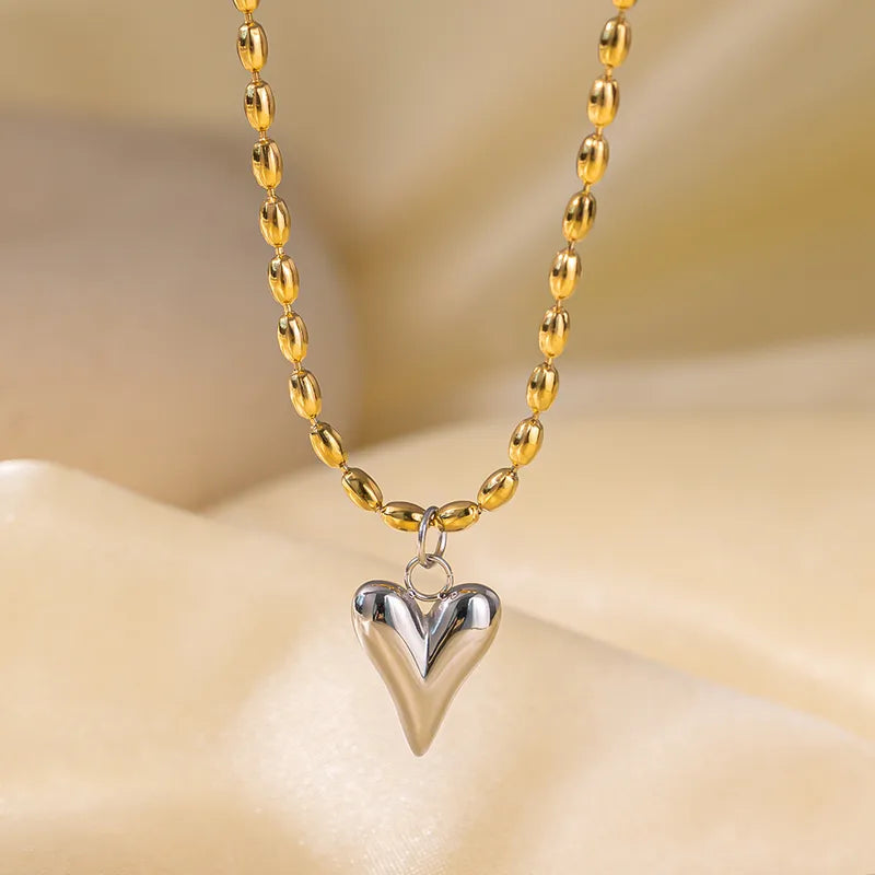 Wholesale Jewelry Casual Simple Style Heart Shape 304 Stainless Steel 18K Gold Plated Polishing Plating Pendant Necklace