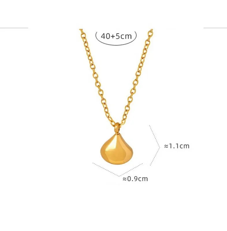 Wholesale Jewelry Casual Simple Style Water Droplets Titanium Steel 18K Gold Plated Plating Pendant Necklace