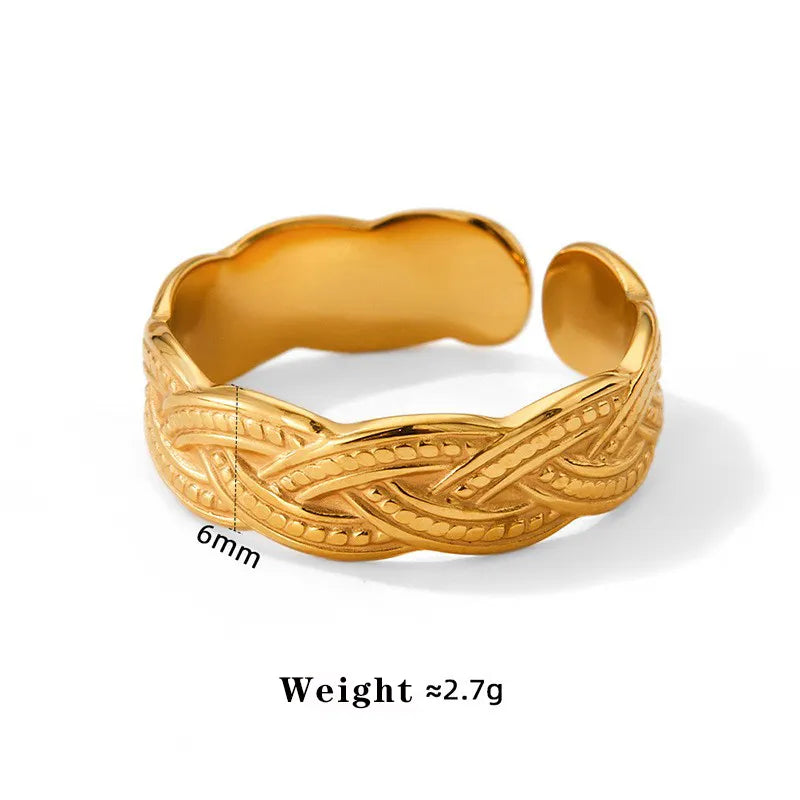 Wholesale Jewelry Casual Solid Color Twist 304 Stainless Steel 16K Gold Plated White Gold Plated Gold Plated Open Rings