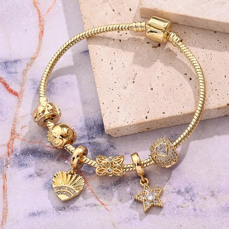 Wholesale Jewelry Casual Vacation Classic Style Hot Air Balloon Heart Shape Butterfly Zircon 18K Gold Plated Polishing Plating Inlay Bracelets