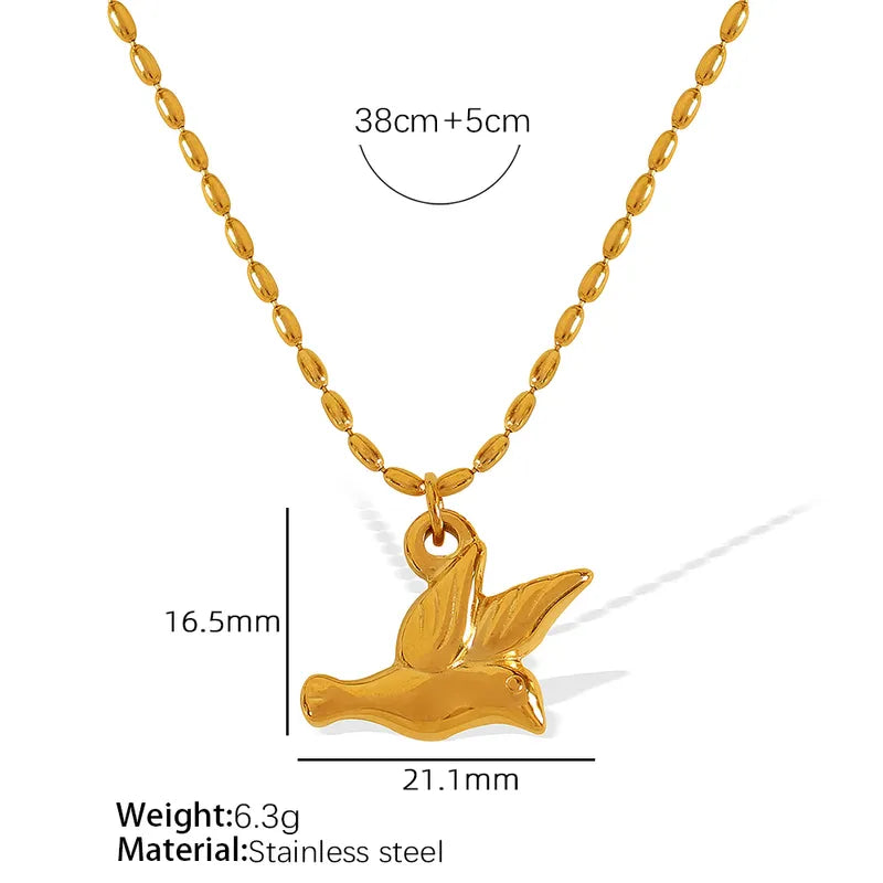 Wholesale Jewelry Casual Vintage Style Bird Titanium Steel 18K Gold Plated Earrings Necklace