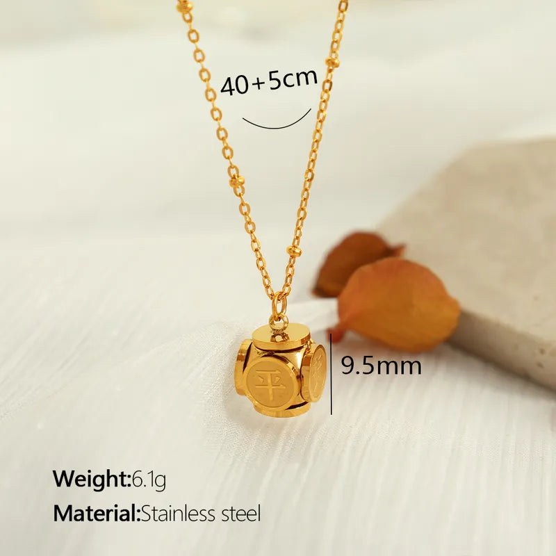 Wholesale Jewelry Chinoiserie Classical Classic Style Word Chinese Character Solid Color 304 Stainless Steel 18K Gold Plated Polishing Plating Pendant Necklace