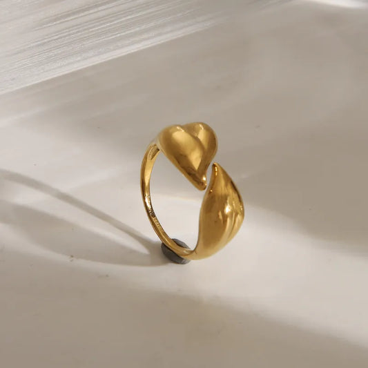 Wholesale Jewelry Classic Style Commute Heart Shape 304 Stainless Steel 18K Gold Plated Rings