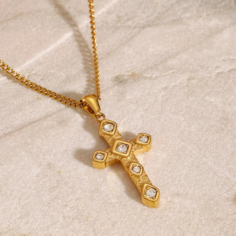 Wholesale Jewelry Classic Style Cross 304 Stainless Steel Pendant Necklace