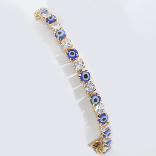 Wholesale Jewelry Cute Funny Eye Copper Zircon 14K Gold Plated Bracelets Tennis Chain