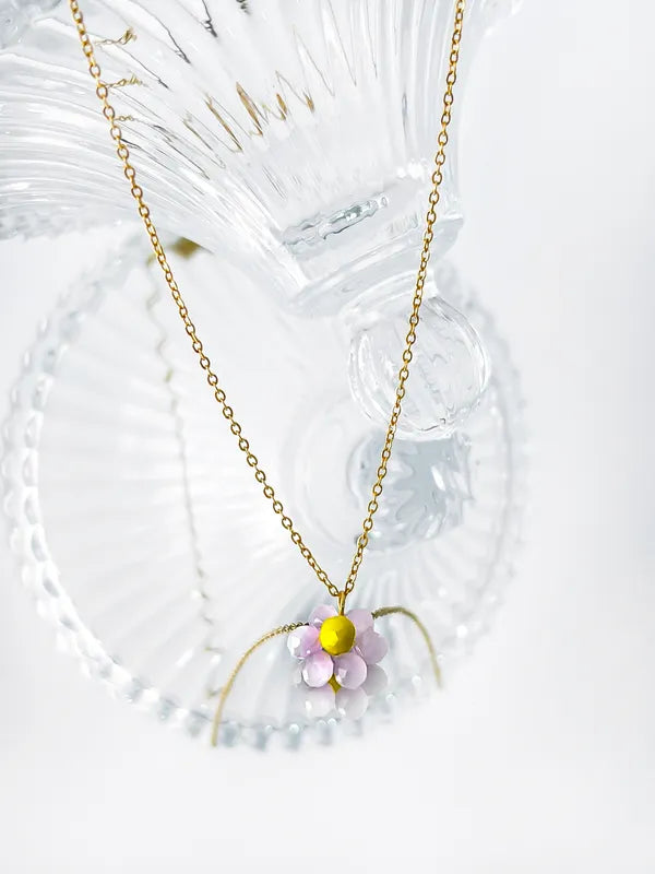 Wholesale Jewelry Cute Simple Style Flower 316L Stainless Steel 18K Gold Plated Plating Pendant Necklace