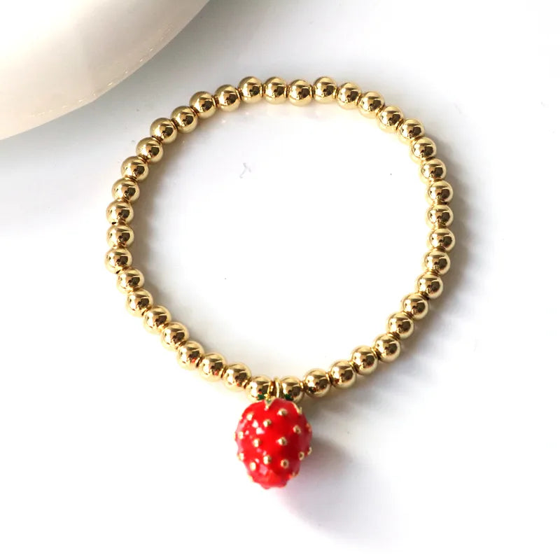 Wholesale Jewelry Cute Sweet Cherry Strawberry Copper Beaded Bracelets