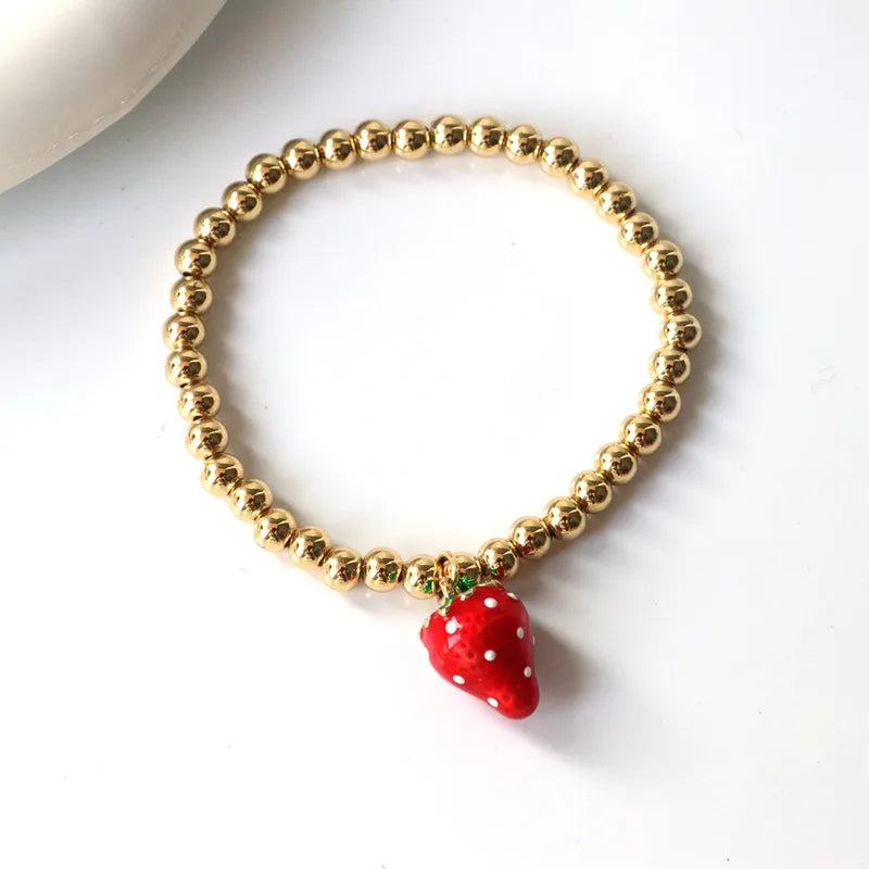 Wholesale Jewelry Cute Sweet Cherry Strawberry Copper Beaded Bracelets