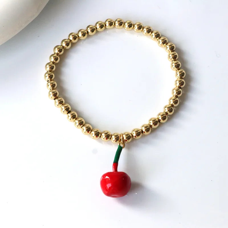 Wholesale Jewelry Cute Sweet Cherry Strawberry Copper Beaded Bracelets