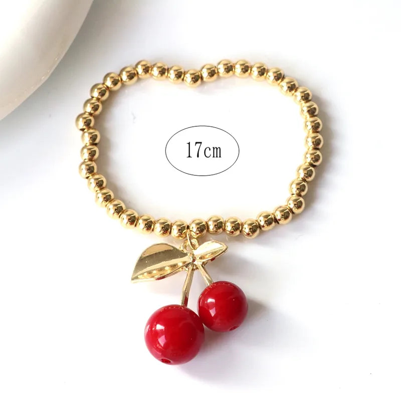 Wholesale Jewelry Cute Sweet Cherry Strawberry Copper Beaded Bracelets