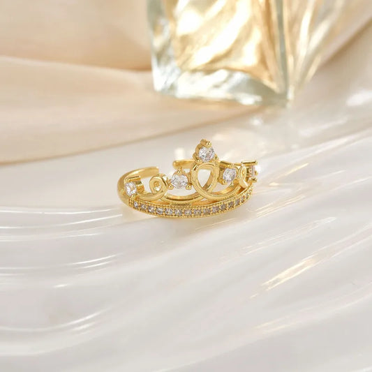 Wholesale Jewelry Elegant Classic Style Heart Shape Crown Copper Plating Open Rings