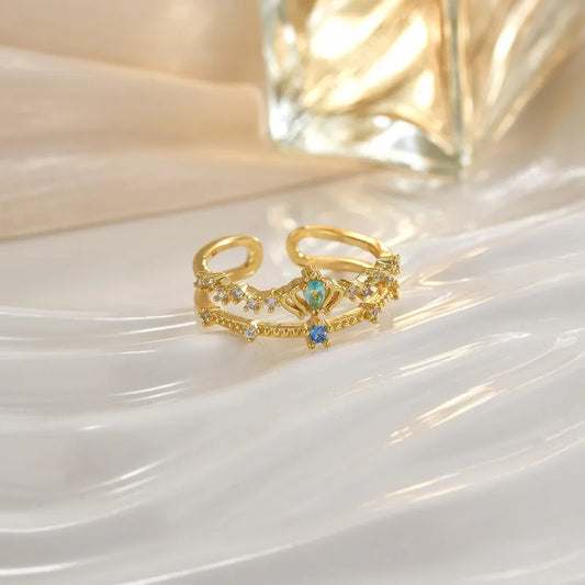 Wholesale Jewelry Elegant Classic Style Heart Shape Crown Copper Plating Open Rings