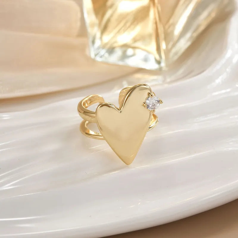 Wholesale Jewelry Elegant Classic Style Heart Shape Crown Copper Plating Open Rings