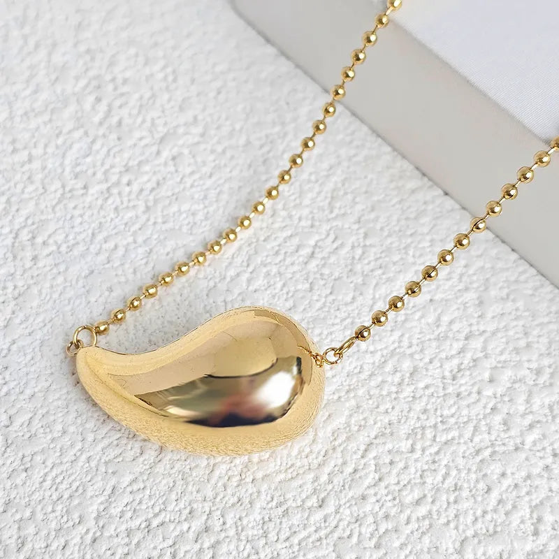 Wholesale Jewelry Elegant Classic Style Water Droplets 304 Stainless Steel Gold Plated Pendant Necklace