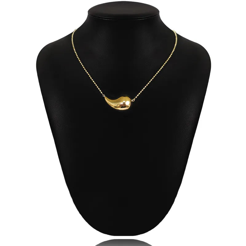 Wholesale Jewelry Elegant Classic Style Water Droplets 304 Stainless Steel Gold Plated Pendant Necklace