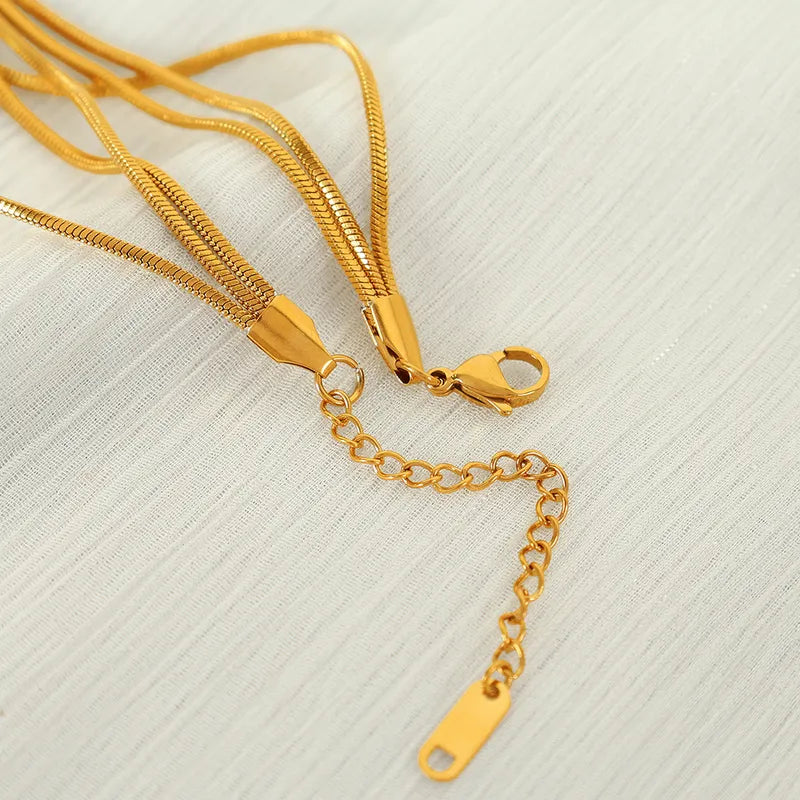 Wholesale Jewelry Elegant Classical Streetwear Human Round 304 Stainless Steel 18K Gold Plated Layered Three Layer Necklace Pendant Necklace