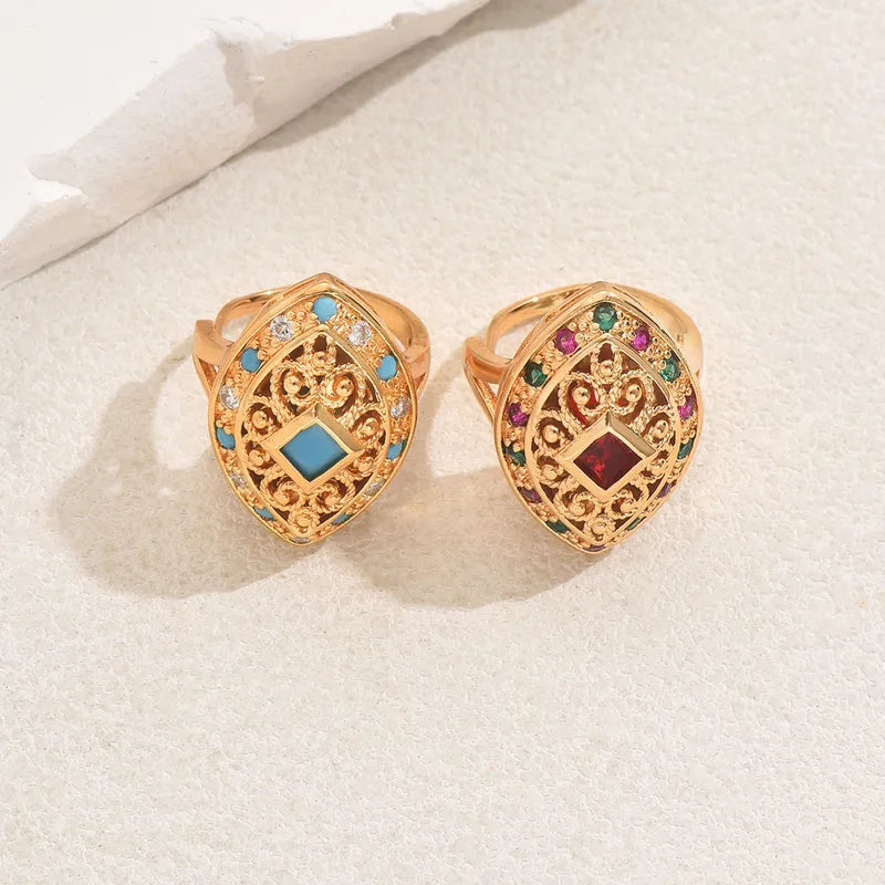 Wholesale Jewelry Elegant Exaggerated Luxurious Geometric Copper Rings